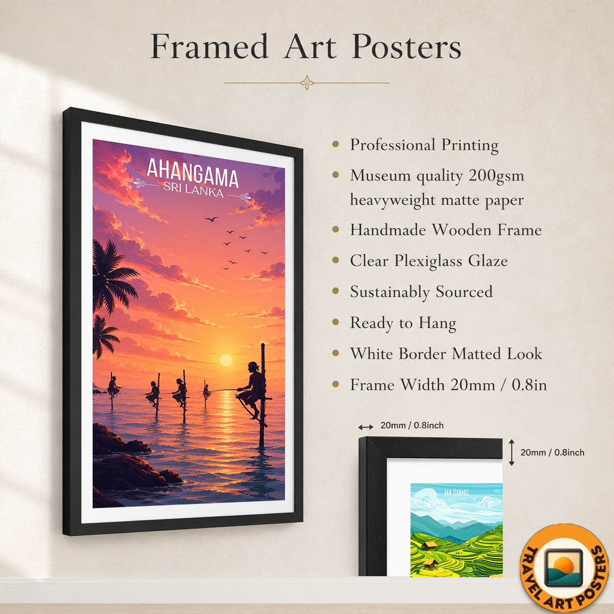 Ahangama - Sri Lanka - Travel Poster Print Modern Style Wall Art - Art Print - Travel Art Poster