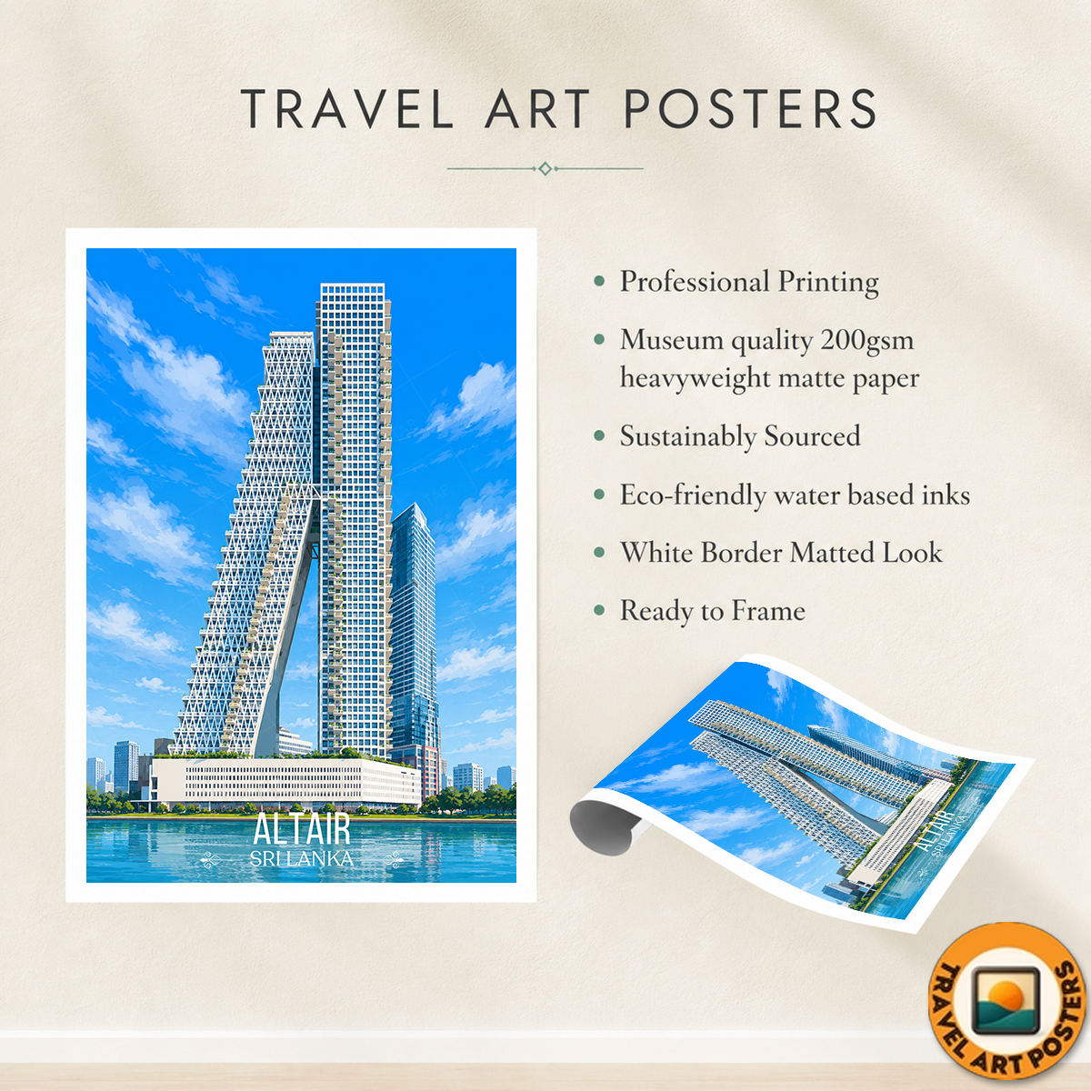 Altair - Sri Lanka - Travel Poster Print Modern Style Wall Art - Art Print - Travel Art Poster