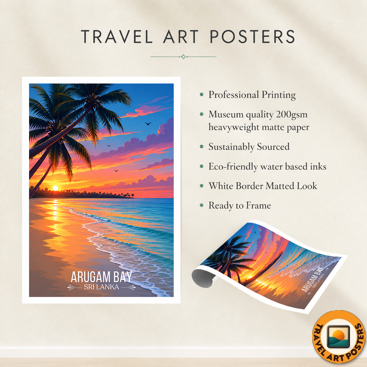 Arugam Bay - Sri Lanka - Travel Poster Print Modern Style Wall Art - Art Print - Travel Art Poster