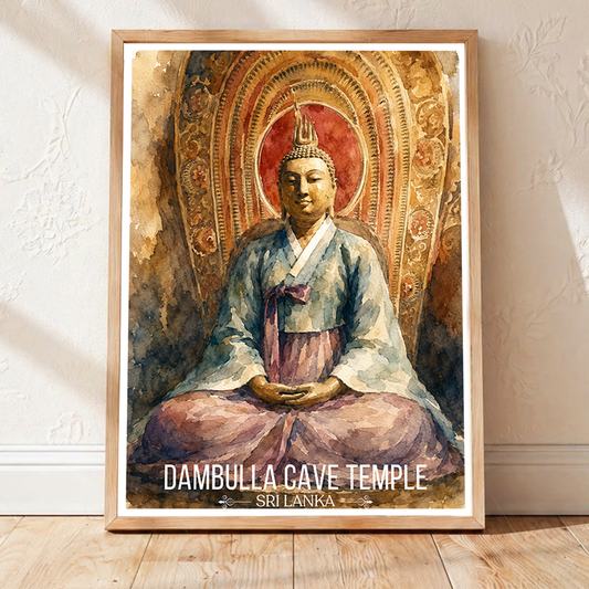 Dambulla Cave Temple - Sri Lanka - Travel Poster Print Modern Style Wall Art - Art Print - Travel Art Poster