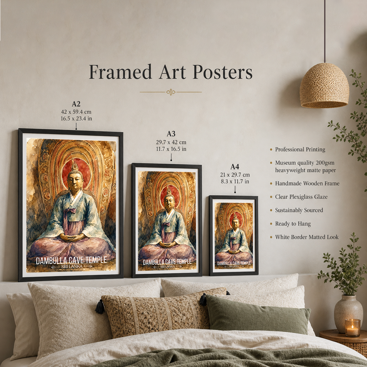 Dambulla Cave Temple - Sri Lanka - Travel Poster Print Modern Style Wall Art - Art Print - Travel Art Poster