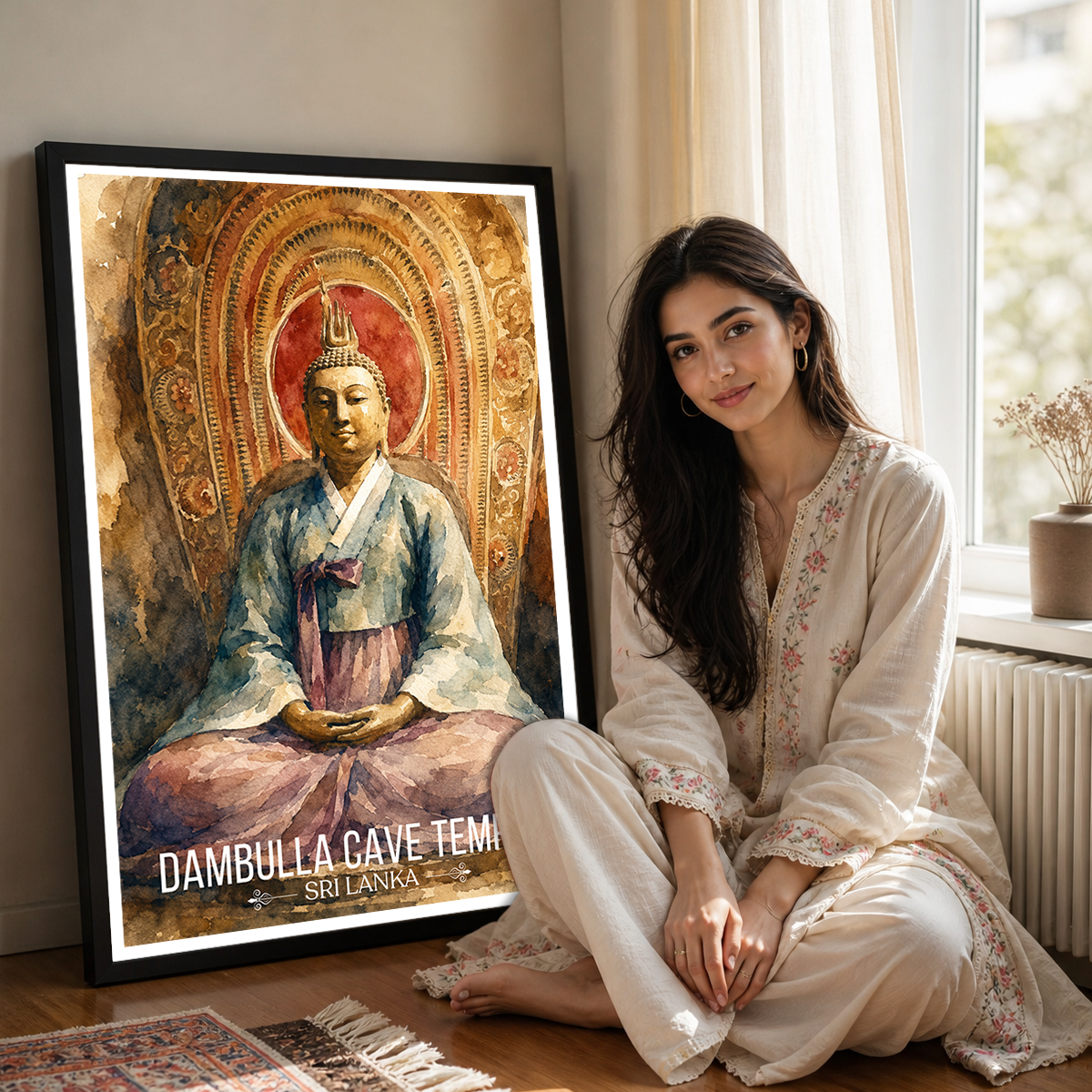 Dambulla Cave Temple - Sri Lanka - Travel Poster Print Modern Style Wall Art - Art Print - Travel Art Poster