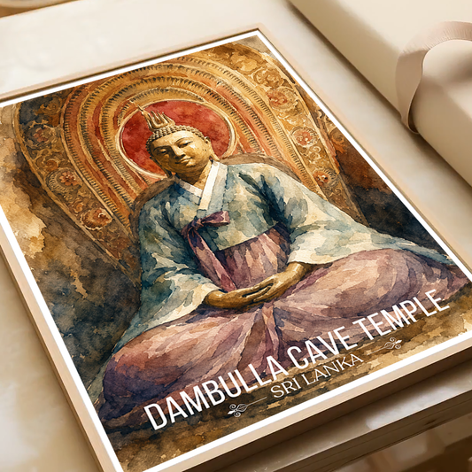 Dambulla Cave Temple - Sri Lanka - Travel Poster Print Modern Style Wall Art - Art Print - Travel Art Poster