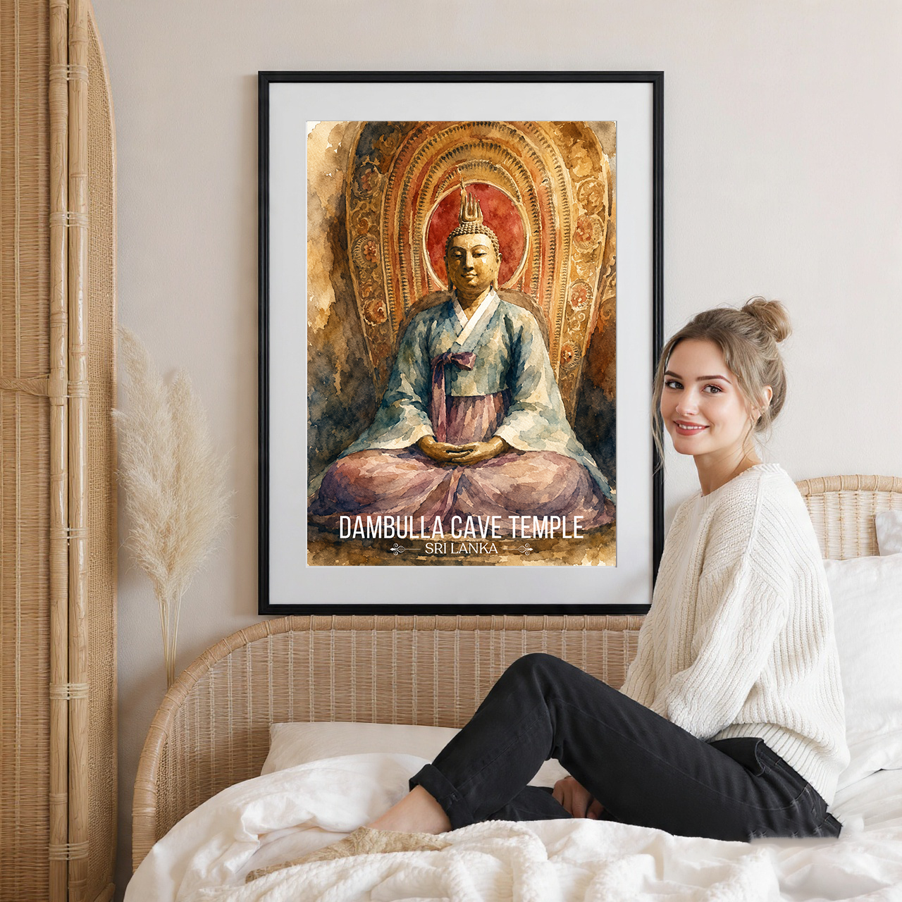 Dambulla Cave Temple - Sri Lanka - Travel Poster Print Modern Style Wall Art - Art Print - Travel Art Poster