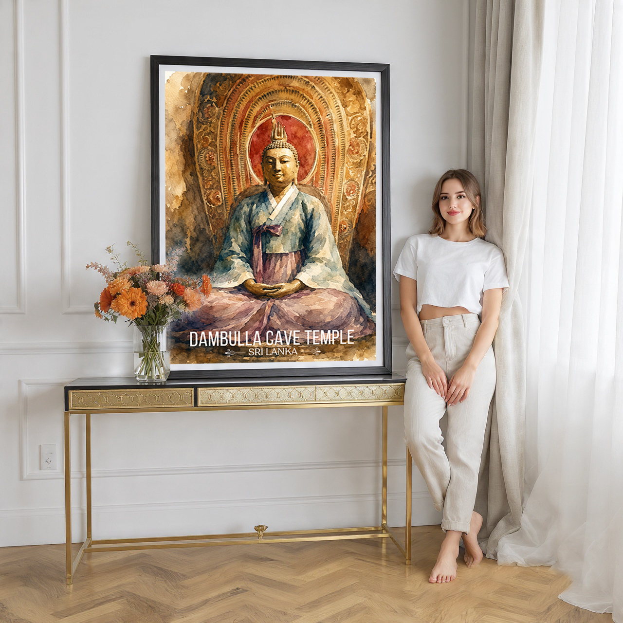 Dambulla Cave Temple - Sri Lanka - Travel Poster Print Modern Style Wall Art - Art Print - Travel Art Poster
