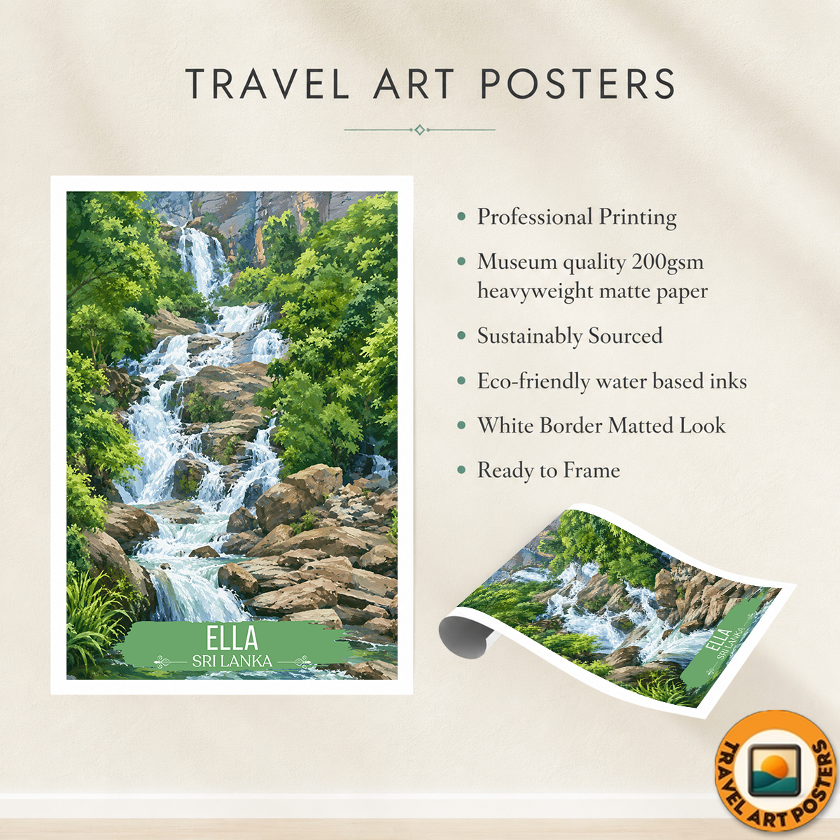 Ella - Sri Lanka - Travel Poster Print Modern Style Wall Art - Art Print - Travel Art Poster