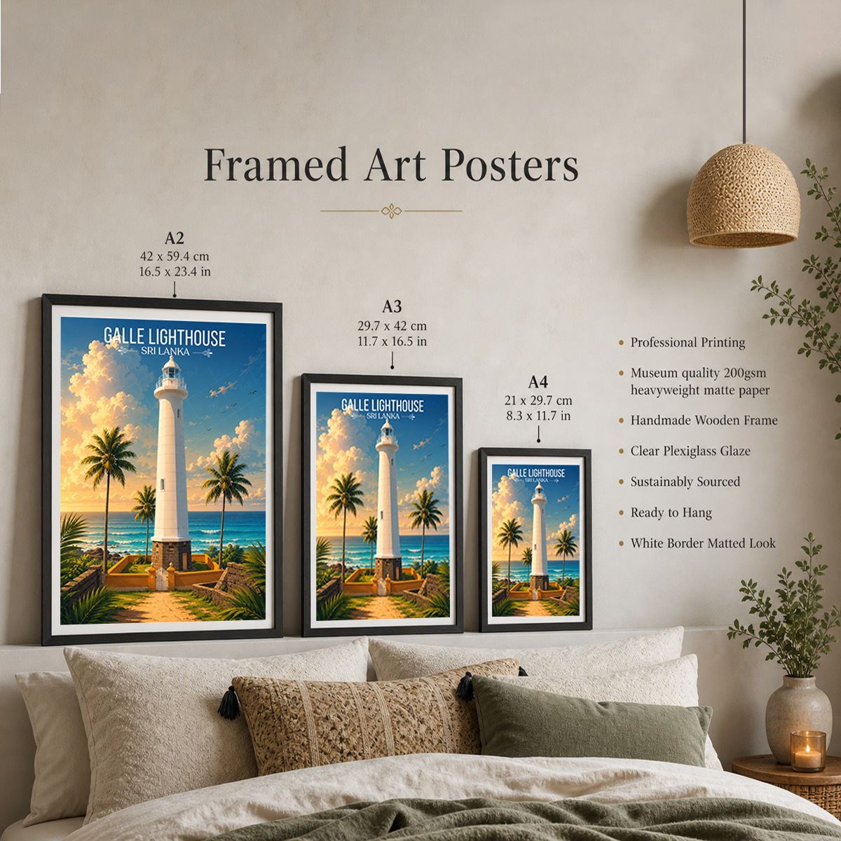 Galle Lighthouse - Sri Lanka - Travel Poster Print Modern Style Wall Art - Art Print - Travel Art Poster