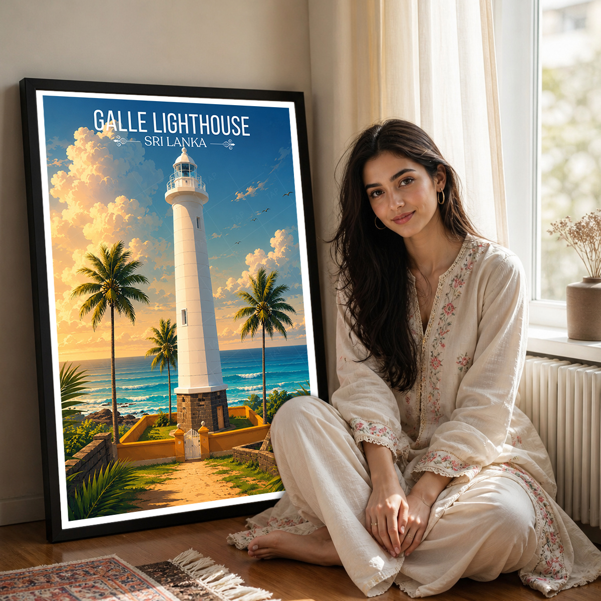 Galle Lighthouse - Sri Lanka - Travel Poster Print Modern Style Wall Art - Art Print - Travel Art Poster