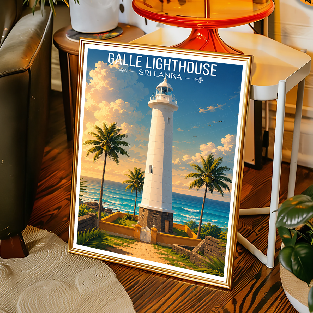 Galle Lighthouse - Sri Lanka - Travel Poster Print Modern Style Wall Art - Art Print - Travel Art Poster