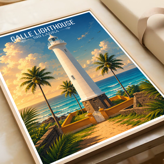 Galle Lighthouse - Sri Lanka - Travel Poster Print Modern Style Wall Art - Art Print - Travel Art Poster