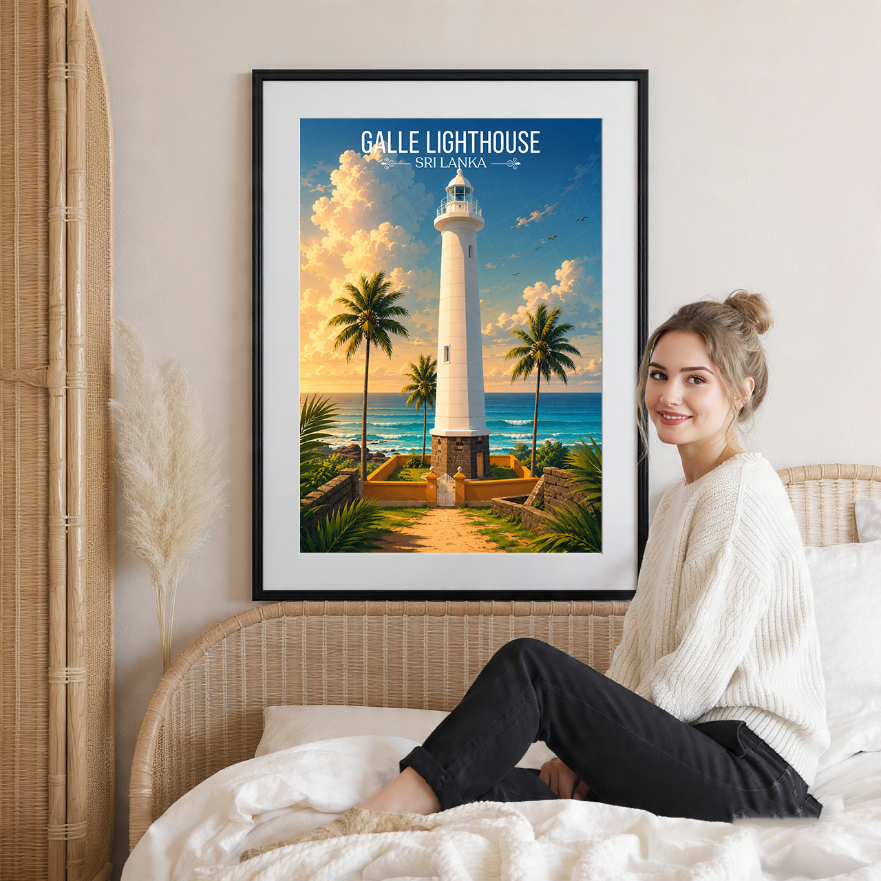 Galle Lighthouse - Sri Lanka - Travel Poster Print Modern Style Wall Art - Art Print - Travel Art Poster