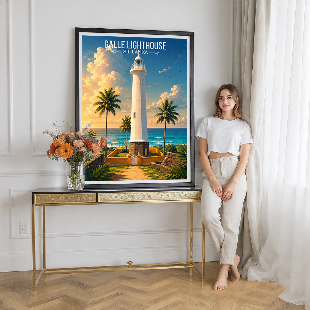 Galle Lighthouse - Sri Lanka - Travel Poster Print Modern Style Wall Art - Art Print - Travel Art Poster