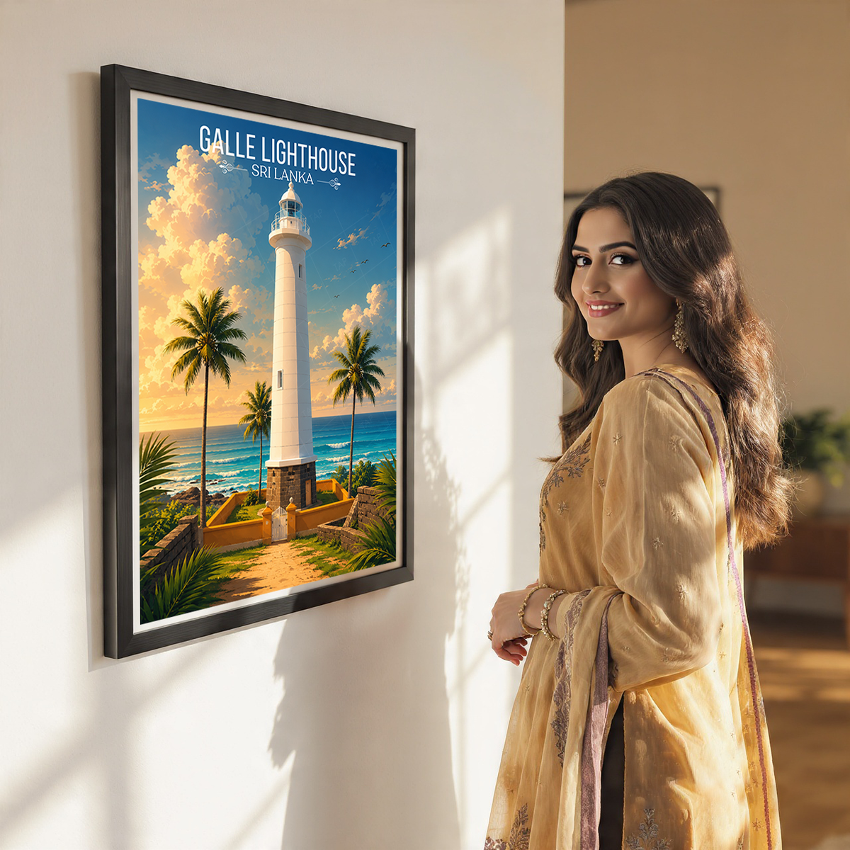 Galle Lighthouse - Sri Lanka - Travel Poster Print Modern Style Wall Art - Art Print - Travel Art Poster