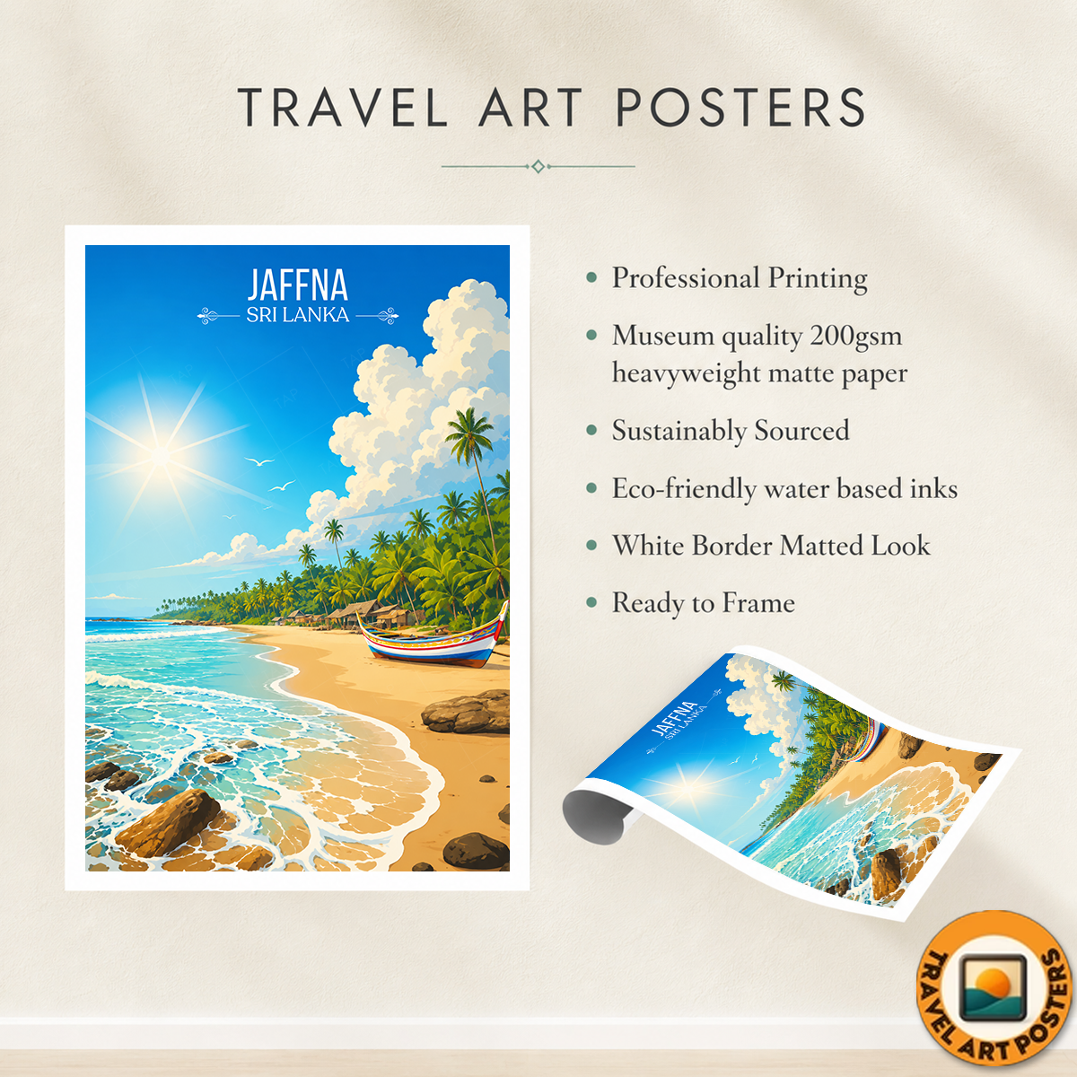 Jaffna - Sri Lanka - Travel Poster Print Modern Style Wall Art - Art Print - Travel Art Poster