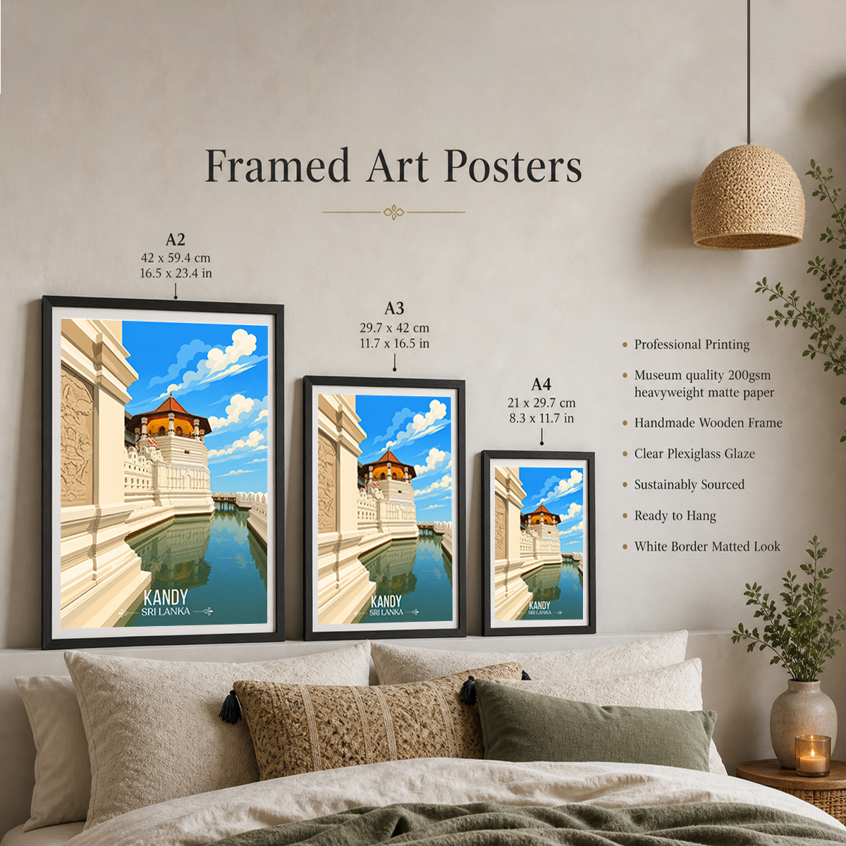 Kandy - Sri Lanka - Travel Poster Print Modern Style Wall Art - Art Print - Travel Art Poster