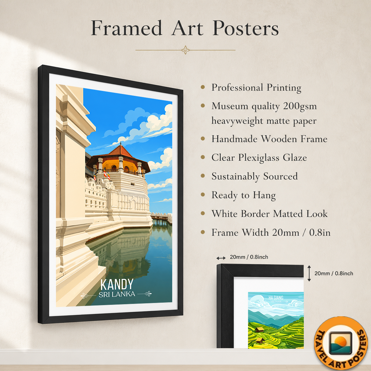 Kandy - Sri Lanka - Travel Poster Print Modern Style Wall Art - Art Print - Travel Art Poster