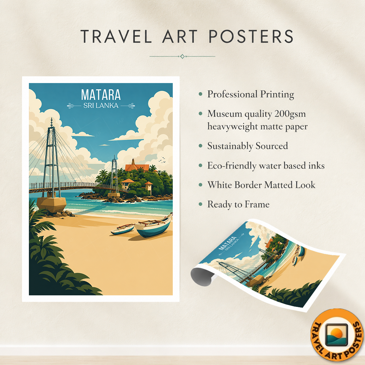 Matara - Sri Lanka - Travel Poster Print Modern Style Wall Art - Art Print - Travel Art Poster