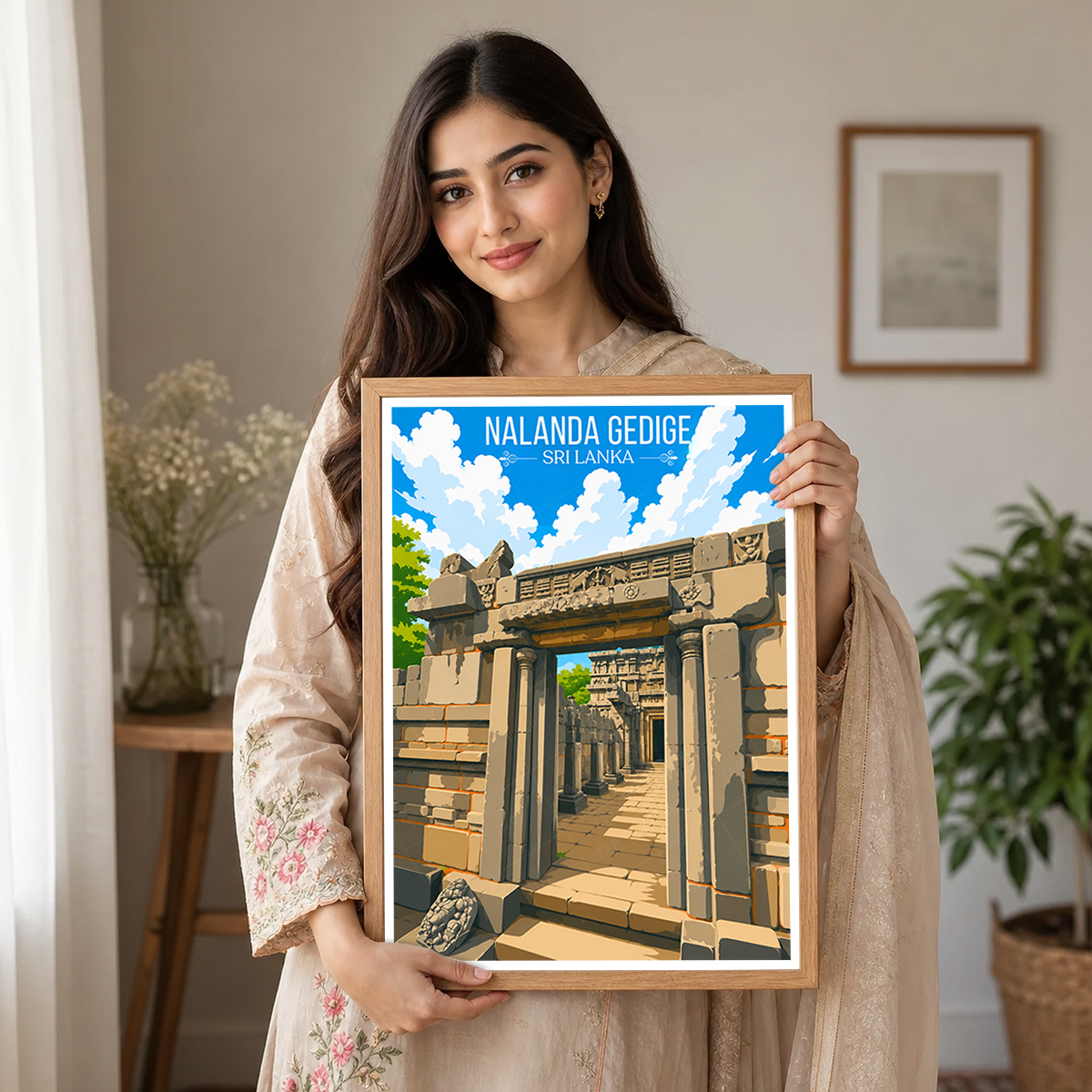 Nalanda Gedige - Sri Lanka - Travel Poster Print Modern Style Wall Art - Art Print - Travel Art Poster