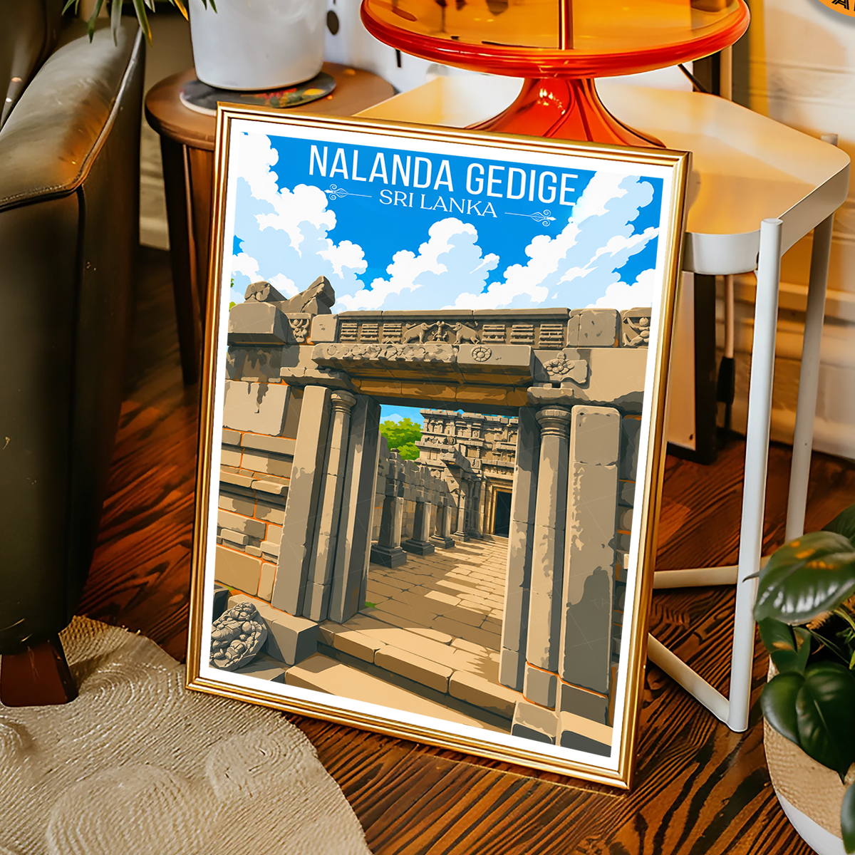 Nalanda Gedige - Sri Lanka - Travel Poster Print Modern Style Wall Art - Art Print - Travel Art Poster