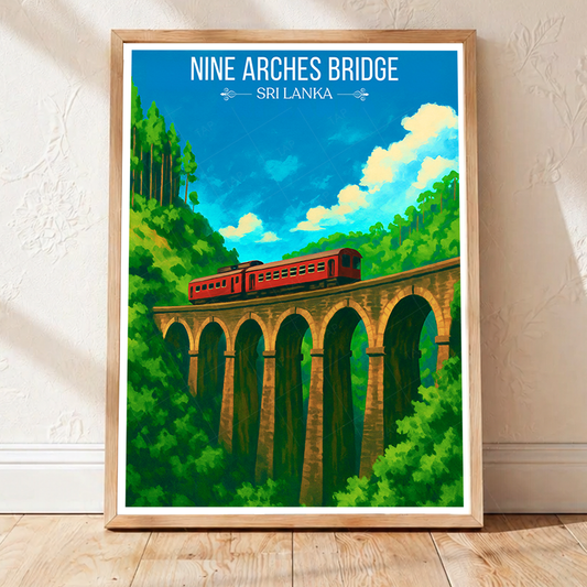 Nine Arches Bridge - Sri Lanka - Travel Poster Print Modern Style Wall Art - Art Print - Travel Art Poster