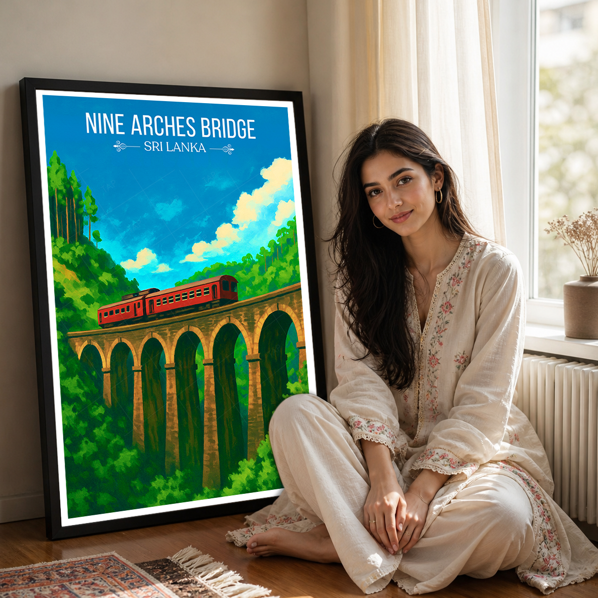 Nine Arches Bridge - Sri Lanka - Travel Poster Print Modern Style Wall Art - Art Print - Travel Art Poster