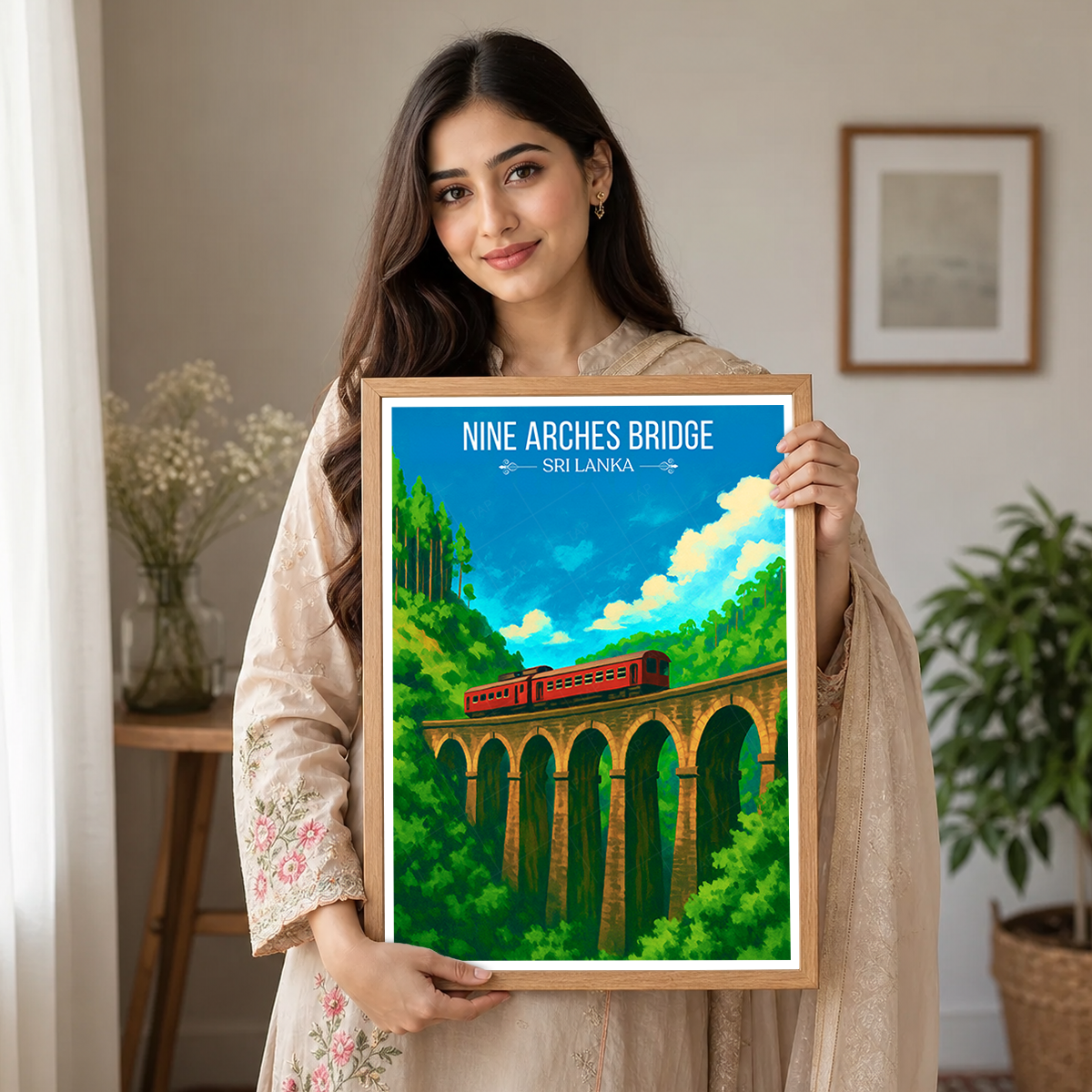 Nine Arches Bridge - Sri Lanka - Travel Poster Print Modern Style Wall Art - Art Print - Travel Art Poster