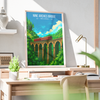 Nine Arches Bridge - Sri Lanka - Travel Poster Print Modern Style Wall Art - Art Print - Travel Art Poster