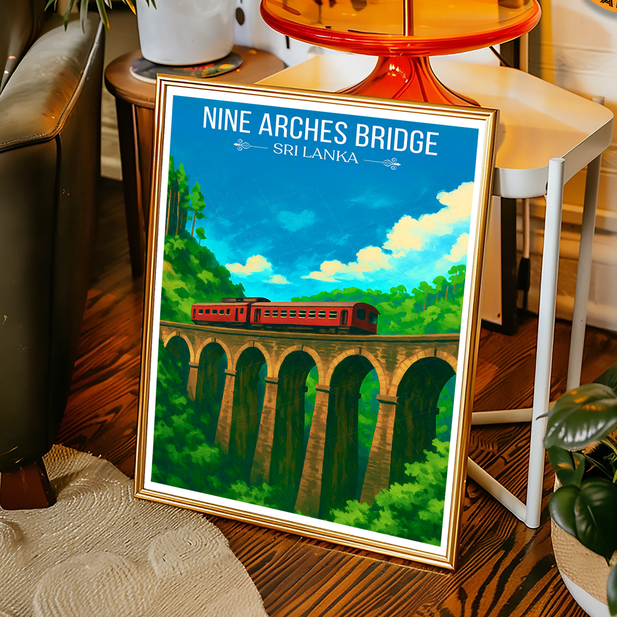 Nine Arches Bridge - Sri Lanka - Travel Poster Print Modern Style Wall Art - Art Print - Travel Art Poster