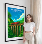 Nine Arches Bridge - Sri Lanka - Travel Poster Print Modern Style Wall Art - Art Print - Travel Art Poster