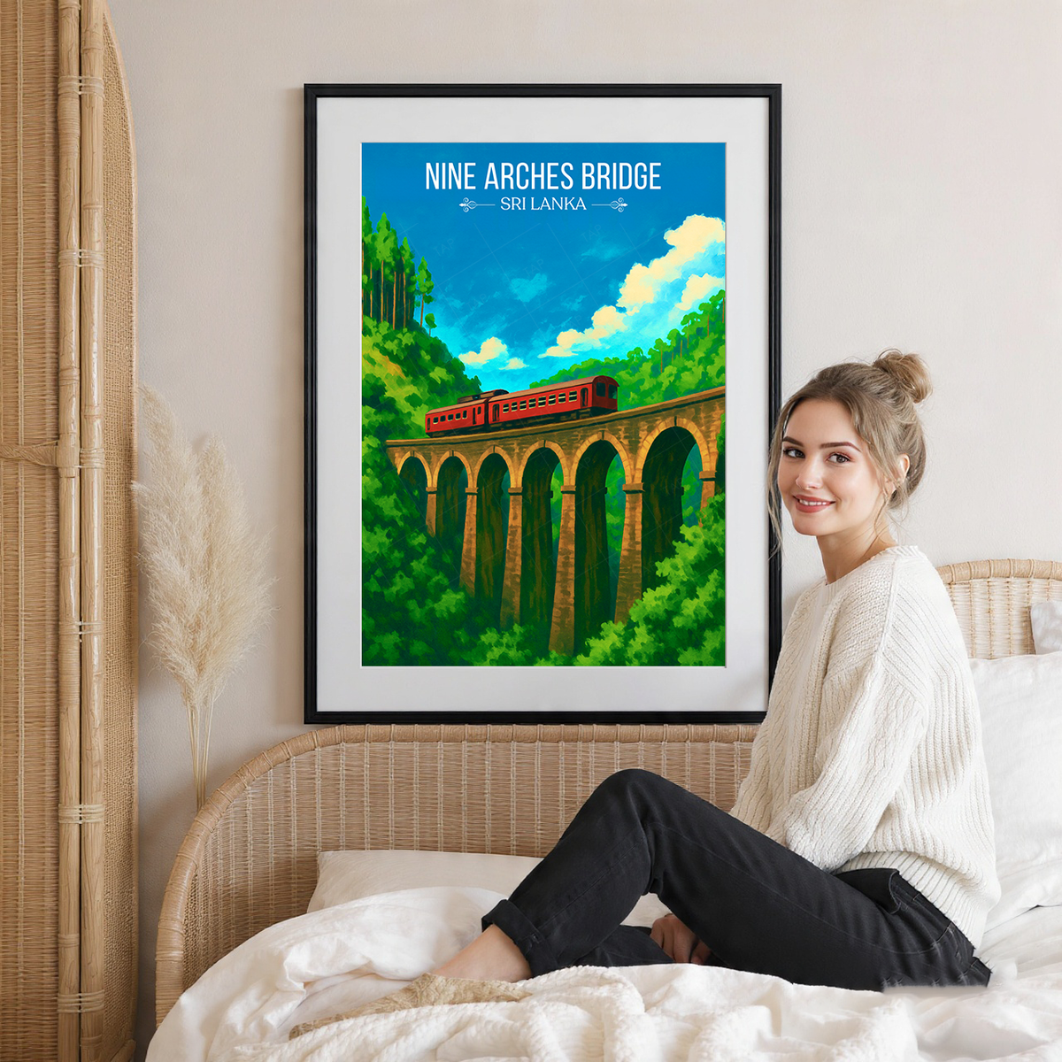 Nine Arches Bridge - Sri Lanka - Travel Poster Print Modern Style Wall Art - Art Print - Travel Art Poster