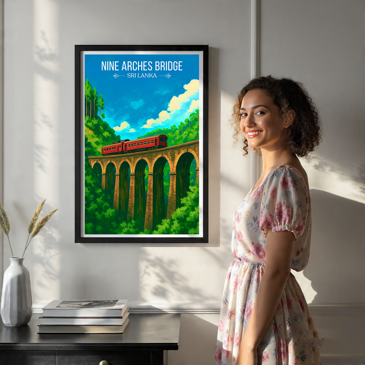Nine Arches Bridge - Sri Lanka - Travel Poster Print Modern Style Wall Art - Art Print - Travel Art Poster