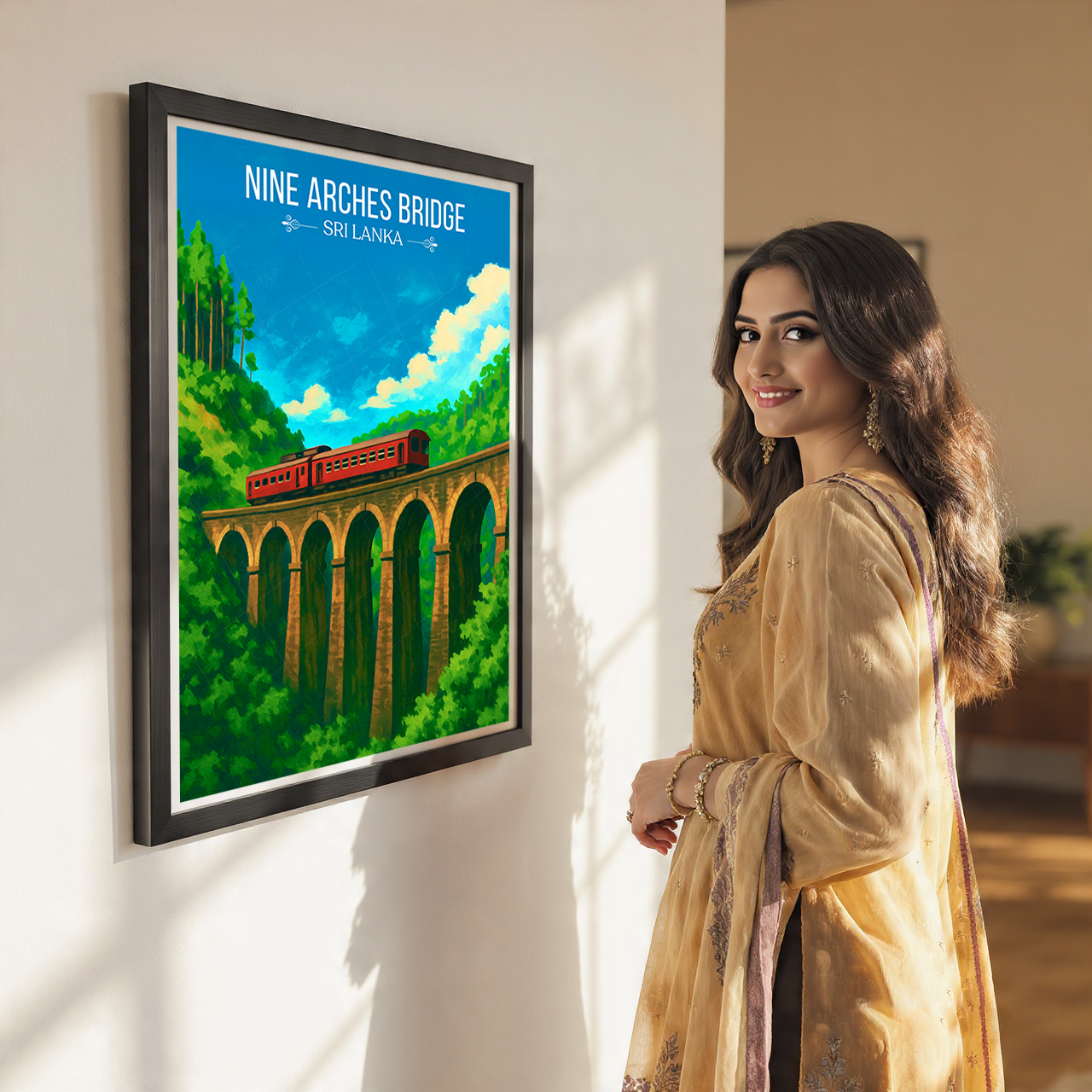 Nine Arches Bridge - Sri Lanka - Travel Poster Print Modern Style Wall Art - Art Print - Travel Art Poster