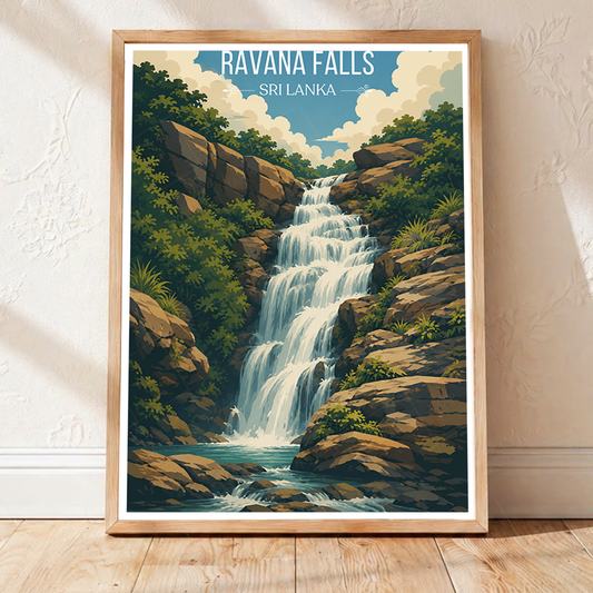 Ravana Falls - Sri Lanka - Travel Poster Print Modern Style Wall Art - Art Print - Travel Art Poster