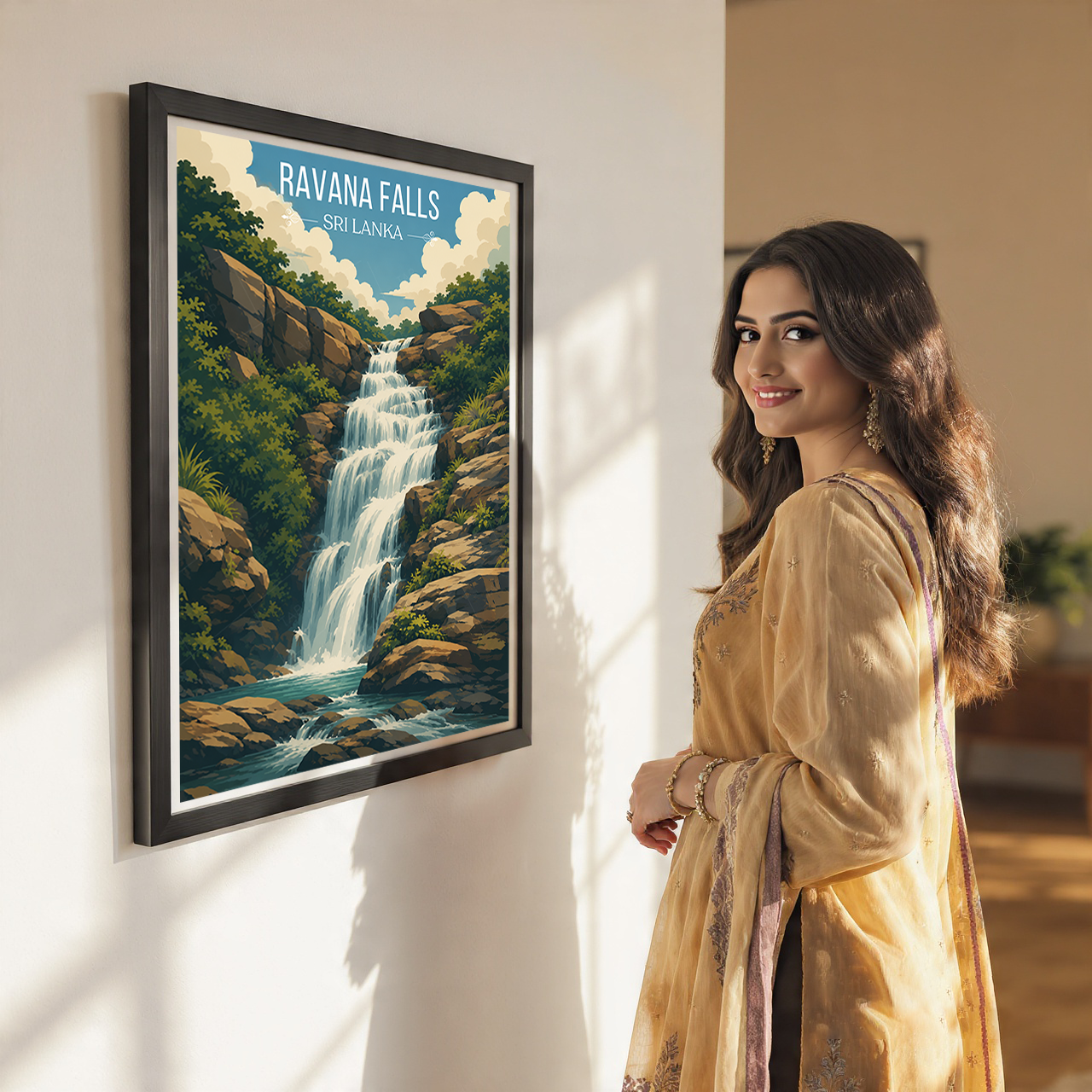 Ravana Falls - Sri Lanka - Travel Poster Print Modern Style Wall Art - Art Print - Travel Art Poster