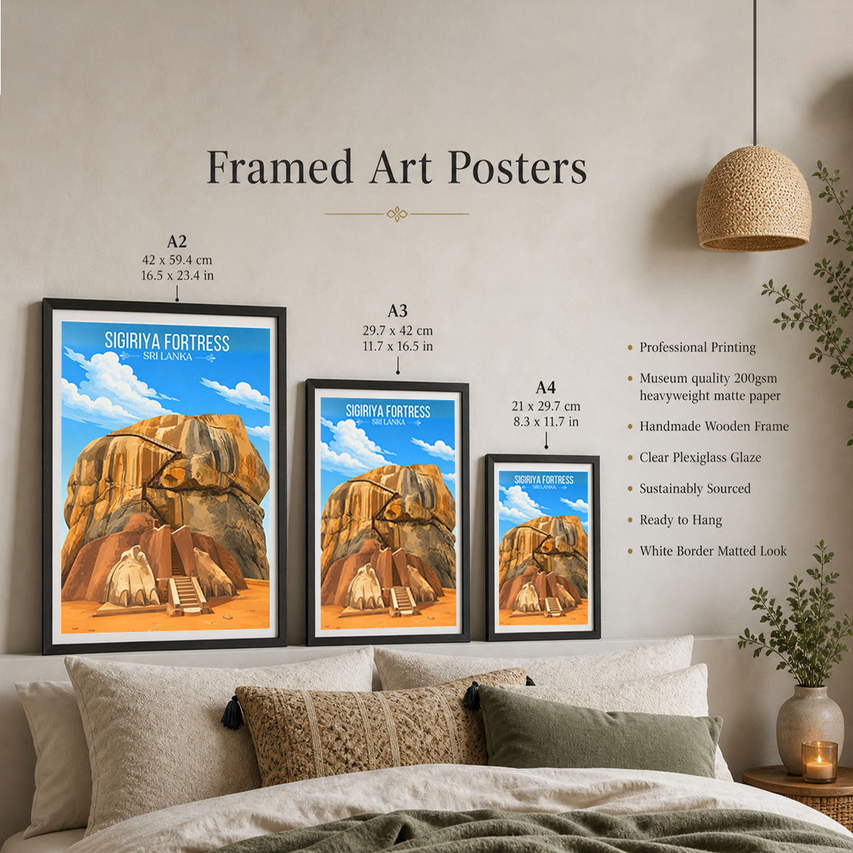 Sigiriya Fortress - Sri Lanka - Travel Poster Print Modern Style Wall Art - Art Print - Travel Art Poster
