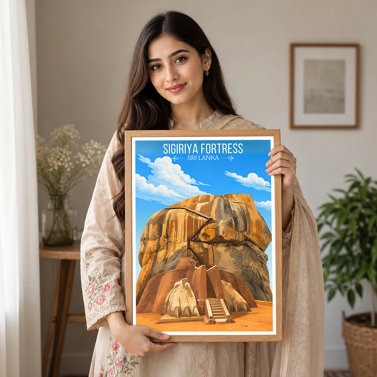 Sigiriya Fortress - Sri Lanka - Travel Poster Print Modern Style Wall Art - Art Print - Travel Art Poster