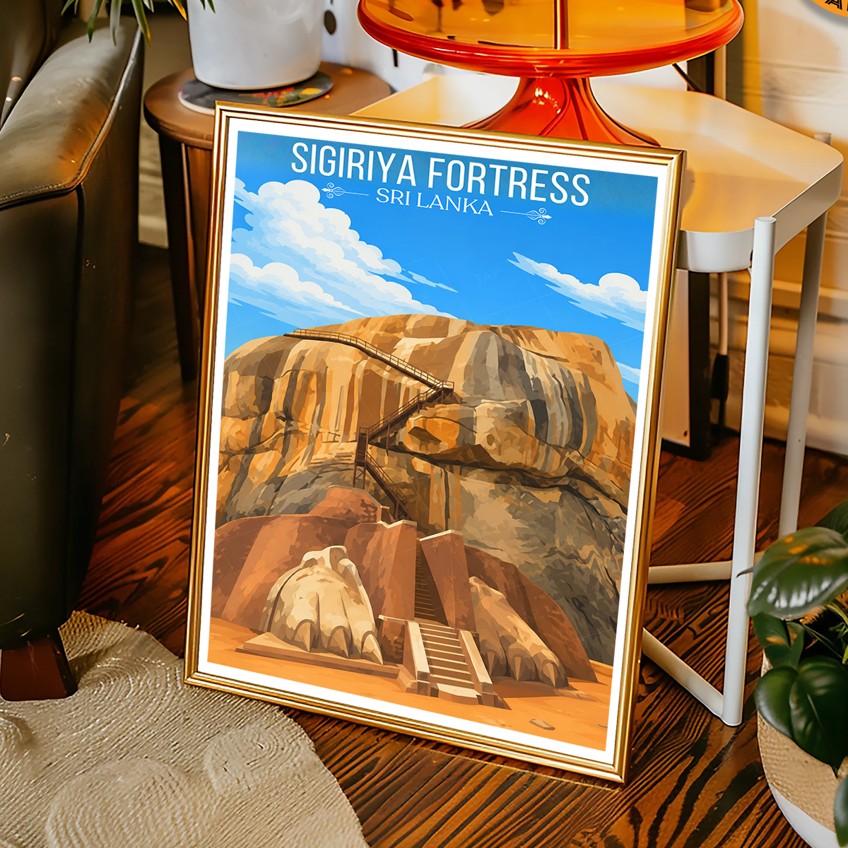 Sigiriya Fortress - Sri Lanka - Travel Poster Print Modern Style Wall Art - Art Print - Travel Art Poster