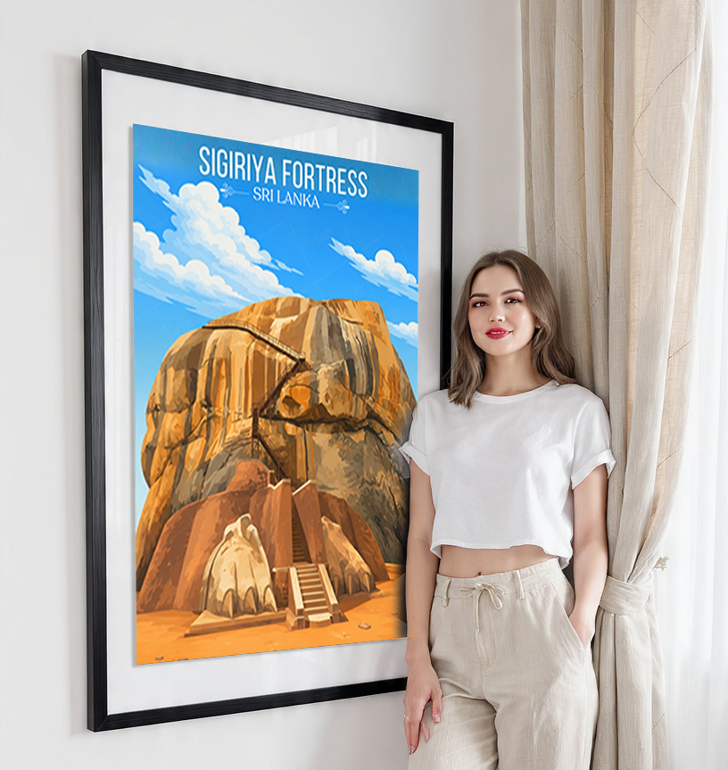 Sigiriya Fortress - Sri Lanka - Travel Poster Print Modern Style Wall Art - Art Print - Travel Art Poster