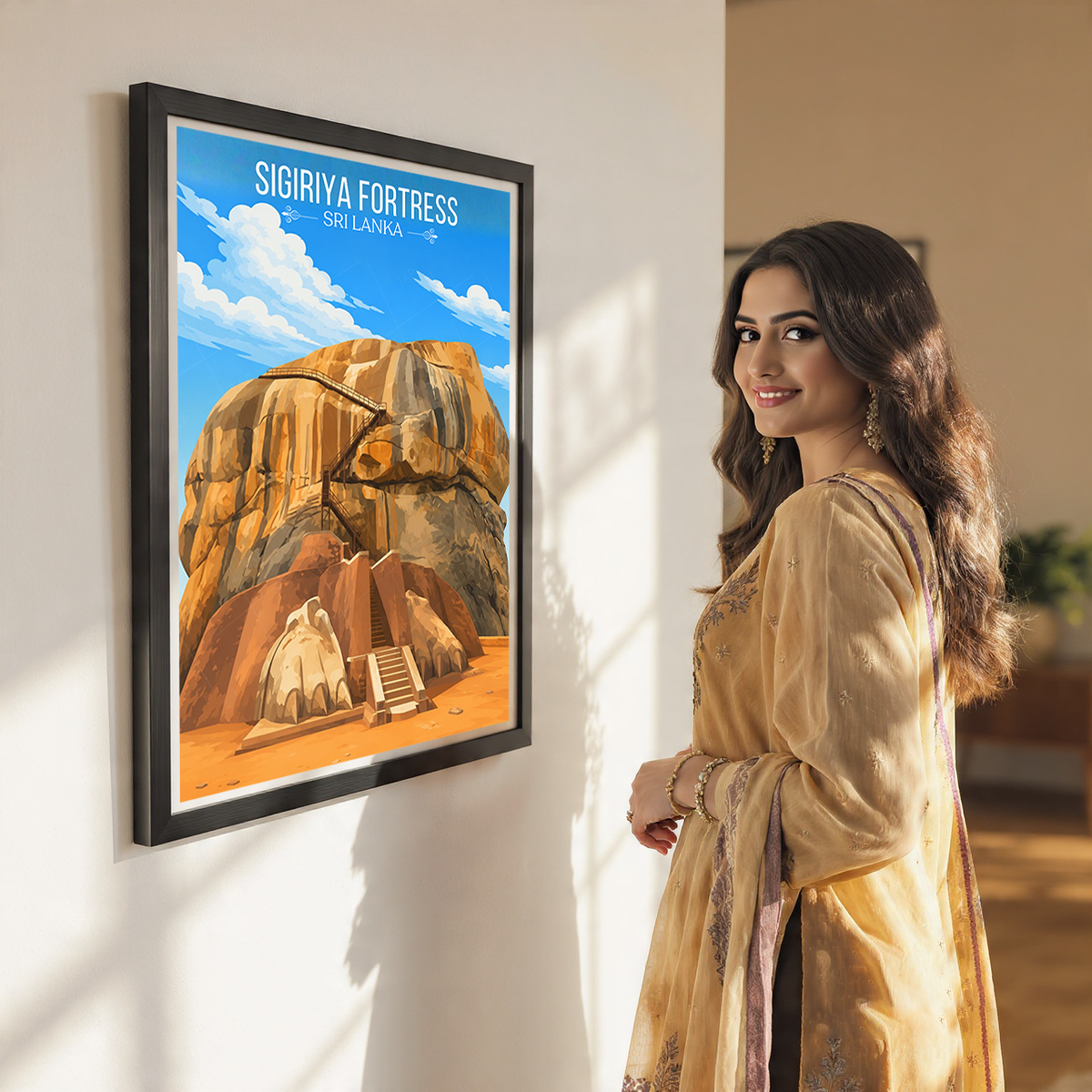 Sigiriya Fortress - Sri Lanka - Travel Poster Print Modern Style Wall Art - Art Print - Travel Art Poster