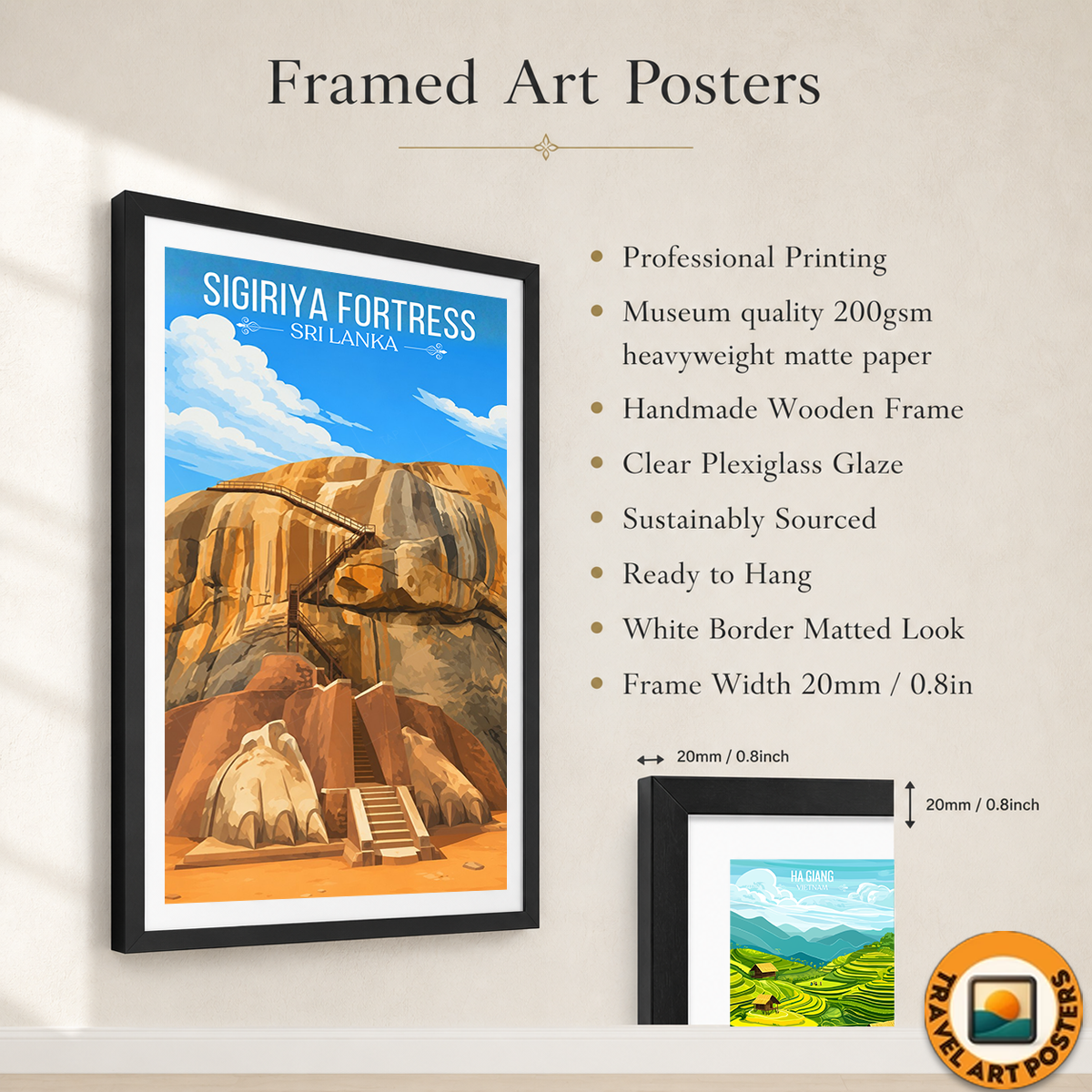 Sigiriya Fortress - Sri Lanka - Travel Poster Print Modern Style Wall Art - Art Print - Travel Art Poster