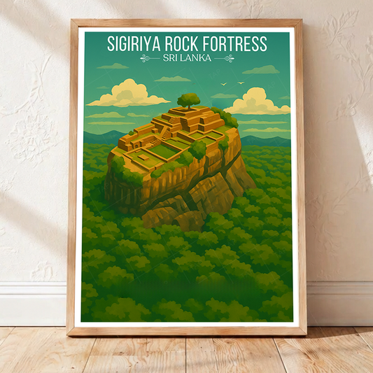 Sigiriya Rock Fortress - Sri Lanka - Travel Poster Print Modern Style Wall Art - Art Print - Travel Art Poster