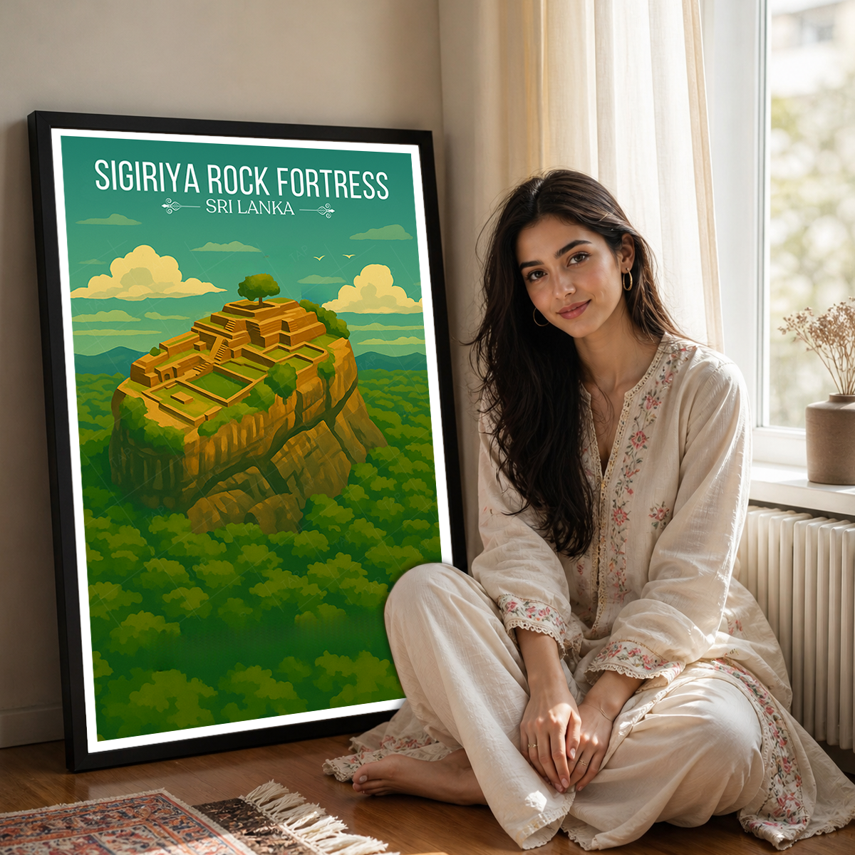 Sigiriya Rock Fortress - Sri Lanka - Travel Poster Print Modern Style Wall Art - Art Print - Travel Art Poster