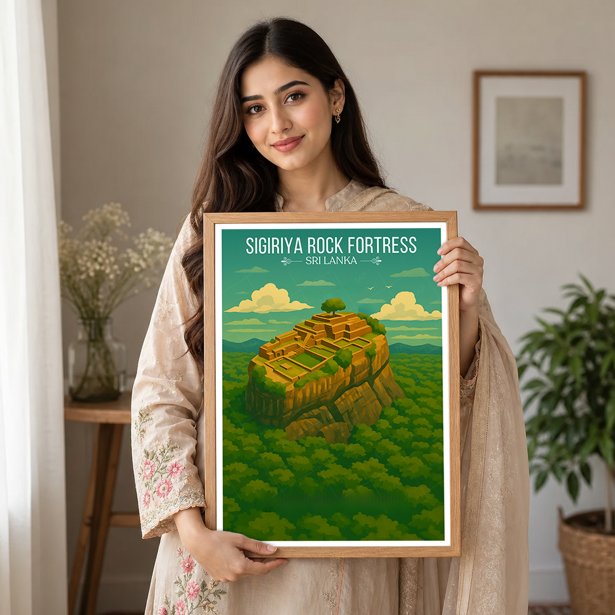Sigiriya Rock Fortress - Sri Lanka - Travel Poster Print Modern Style Wall Art - Art Print - Travel Art Poster