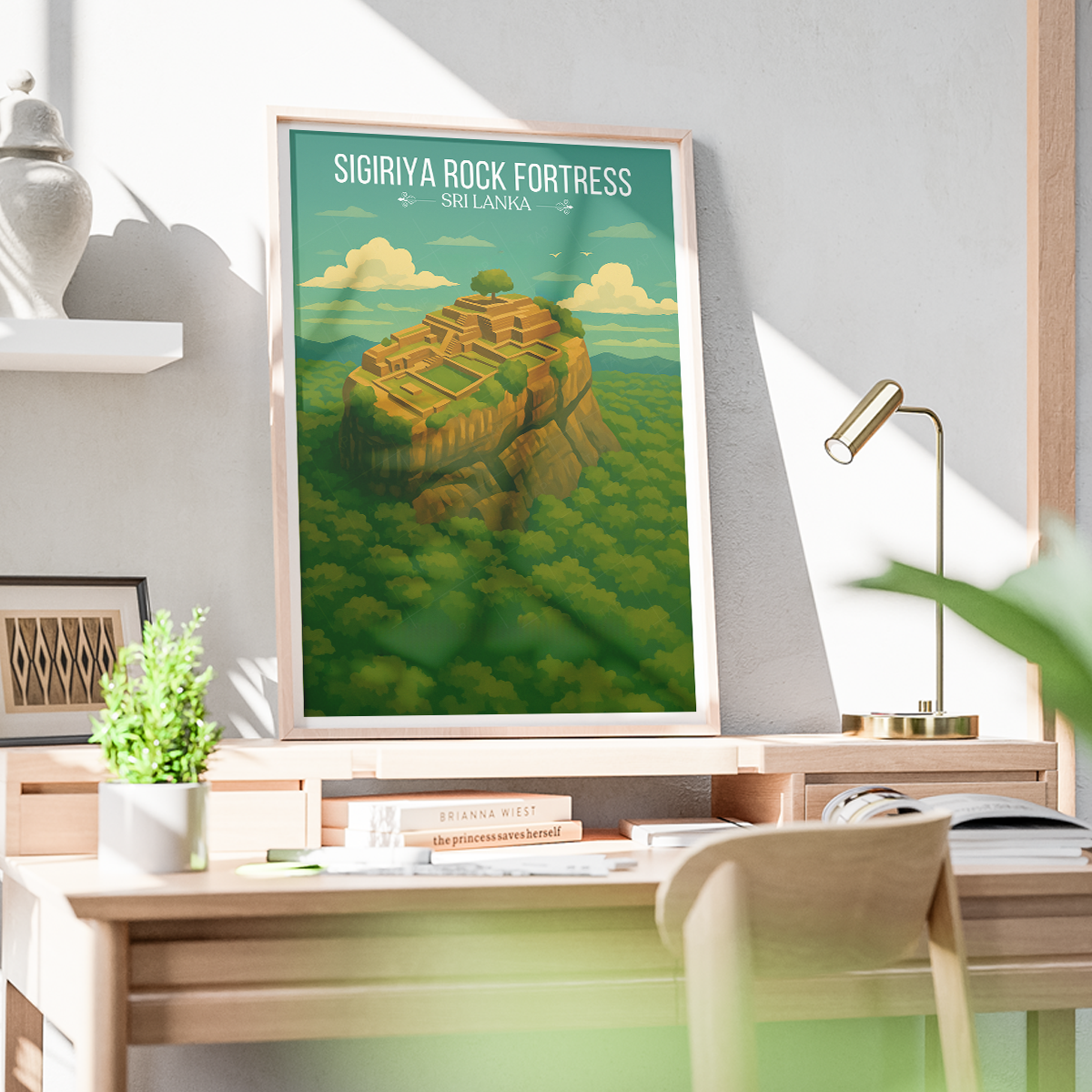 Sigiriya Rock Fortress - Sri Lanka - Travel Poster Print Modern Style Wall Art - Art Print - Travel Art Poster