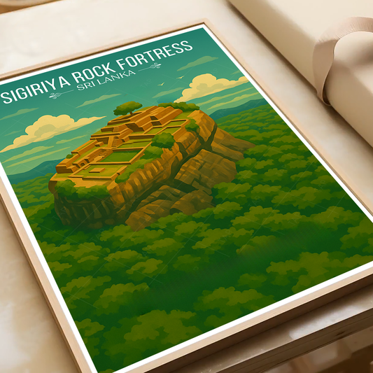 Sigiriya Rock Fortress - Sri Lanka - Travel Poster Print Modern Style Wall Art - Art Print - Travel Art Poster