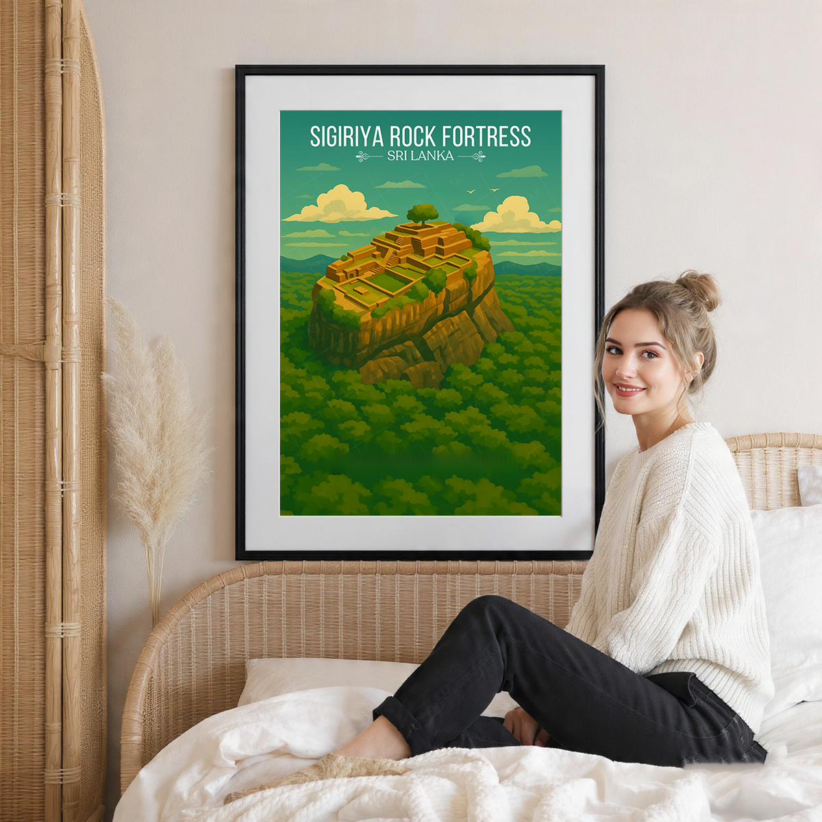 Sigiriya Rock Fortress - Sri Lanka - Travel Poster Print Modern Style Wall Art - Art Print - Travel Art Poster