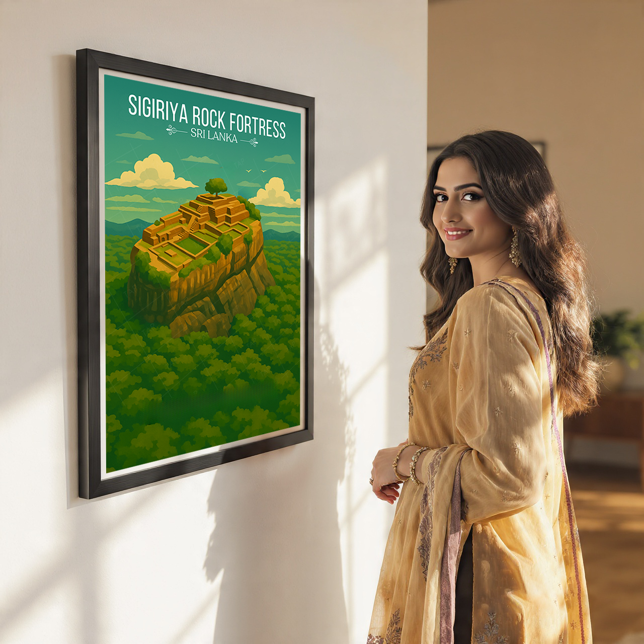 Sigiriya Rock Fortress - Sri Lanka - Travel Poster Print Modern Style Wall Art - Art Print - Travel Art Poster
