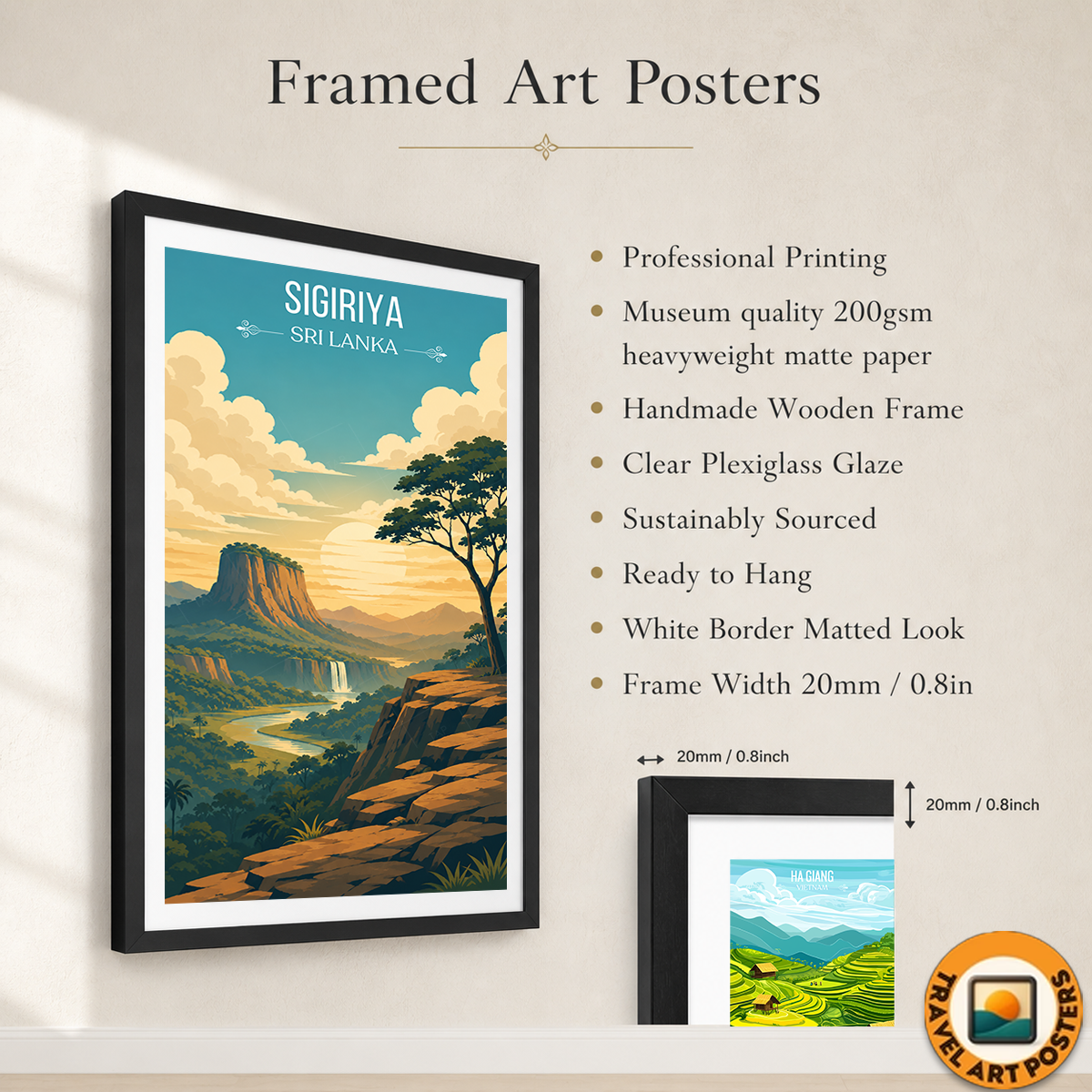 Sigiriya - Sri Lanka - Travel Poster Print Modern Style Wall Art - Art Print - Travel Art Poster