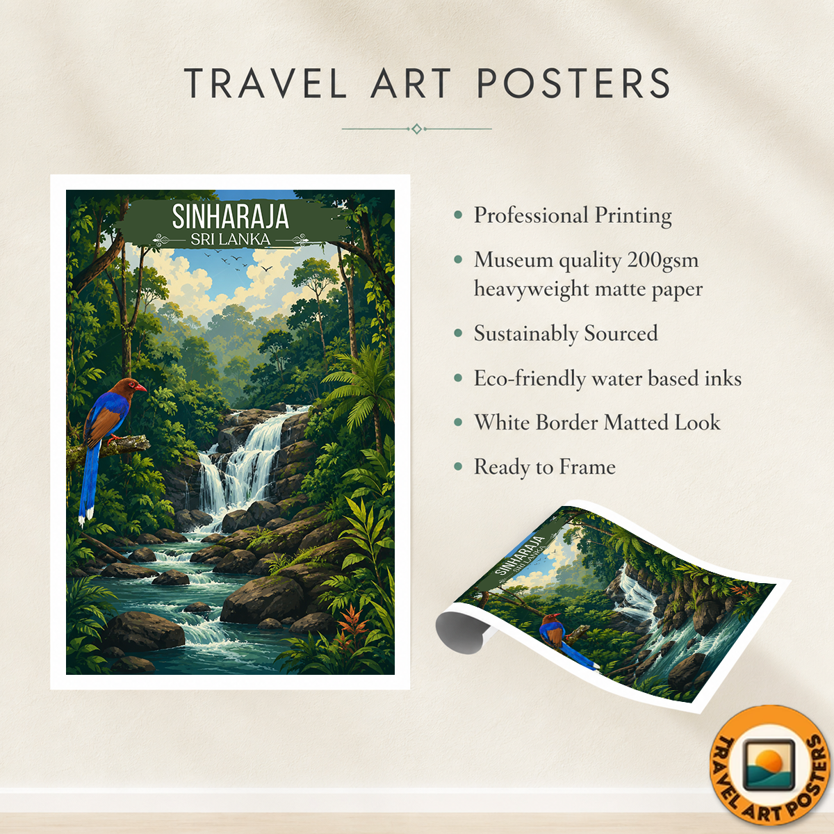 Sinharaja - Sri Lanka - Travel Poster Print Modern Style Wall Art - Art Print - Travel Art Poster