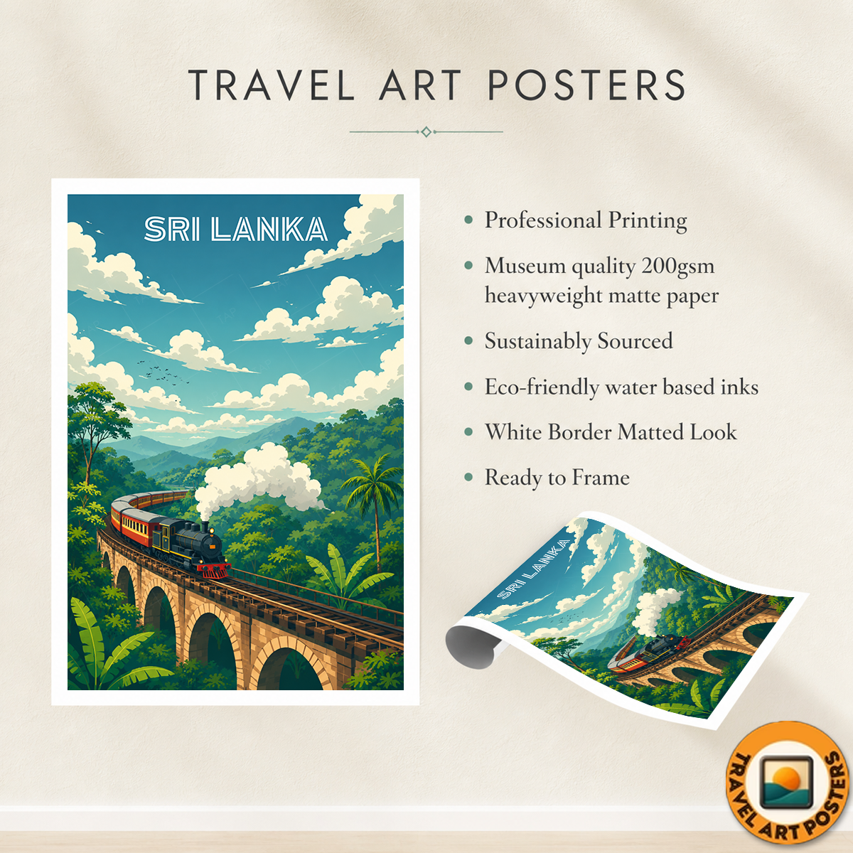 Sri Lanka - Travel Poster Print Modern Style Wall Art